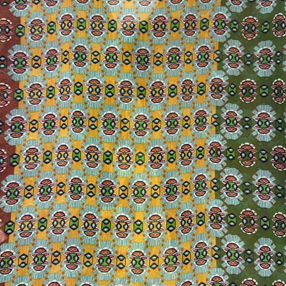 ZARA Zodiac Multicolor Printed Boho Blouse Shirt Bow Tie Sz M Crystal Drops - Picture 12 of 13